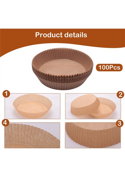 100PCS Hava Fritöz Parşömen Kağıt Astarları Yapışmaz Tek Kullanımlık Hava Fritöz Astarları Sepet Korunmasız Yuvarlak Parşömen Kağıdı (Yurt Dışından)