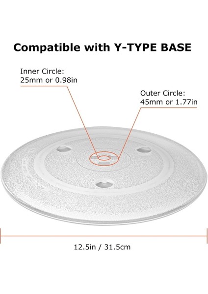 Evrensel Mikrodalga Cam Plaka Dayanıklı Mikrodalga Cam Turnabağı Plakası, Yuvarlak Mikrodalga Plaka Kapağı Değiştirme 31.5cm (Yurt Dışından) fiyatları