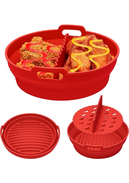 Hava Fritöz Silikon Astarları 8.5 Inç 5 Ila 8 Qt Bölücü ile Yeniden Kullanılabilir Katlanabilir Hava Fritöz Silikon Tencere Yapışmaz, Bir (Yurt Dışından) fırsatları