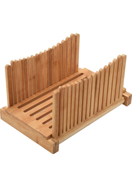 Bambu Ekmek Dilimleyici Kesme Kılavuzu - Ev Yapımı Ekmek, Somun Kek, Katlanabilir Simitler Için Odun Ekmek Kesici Katlanabilir ve Kırıntılar Tepsisi ile Kompakt Harika Çalışıyor (Yurt Dışından)