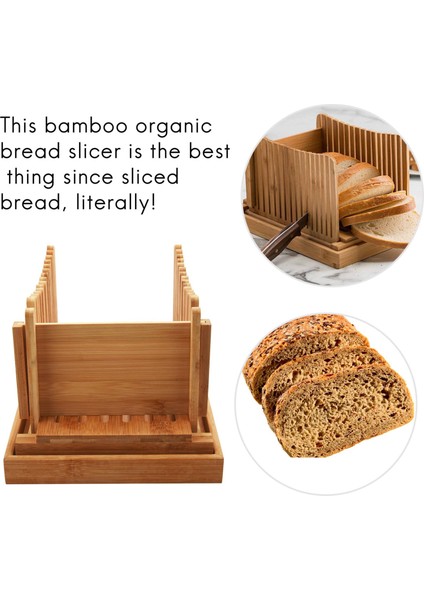 Bambu Ekmek Dilimleyici Kesme Kılavuzu - Ev Yapımı Ekmek, Somun Kek, Katlanabilir Simitler Için Odun Ekmek Kesici Katlanabilir ve Kırıntılar Tepsisi ile Kompakt Harika Çalışıyor (Yurt Dışından) fiyatları
