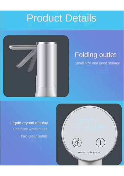 Su Şişesi Pompası USB USB Elektrikli Katlanabilir Su Emme Cihazı Su Dağıtıcı 5 Galon Şişe Için Su Pompası, B (Yurt Dışından) fiyatları