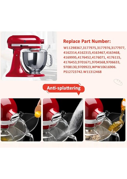 Kitchenaid Için 4.5-5qt Tilt-Head Stand Mikserleri Aksesuarlar Çanak Karıştırma Kasesi+Döküm Kalkanı Braket Bulaşık Makinesi Güvenli (Yurt Dışından)