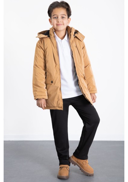 Hardal Fermuarlı Göğüs Cepli Içi Kürklü Erkek Çocuk Kapüşonlu Mont 21357 fiyatları