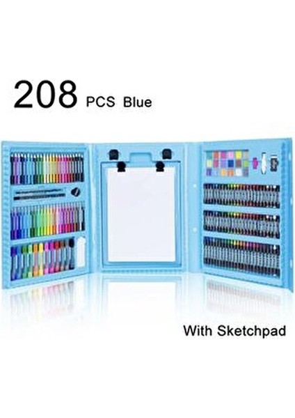 208 Parça Çocuk Boyama Seti Kırtasiye Hediye Kutusu Fırça Seti Kuru Kalem Pastel Boya fırsatları