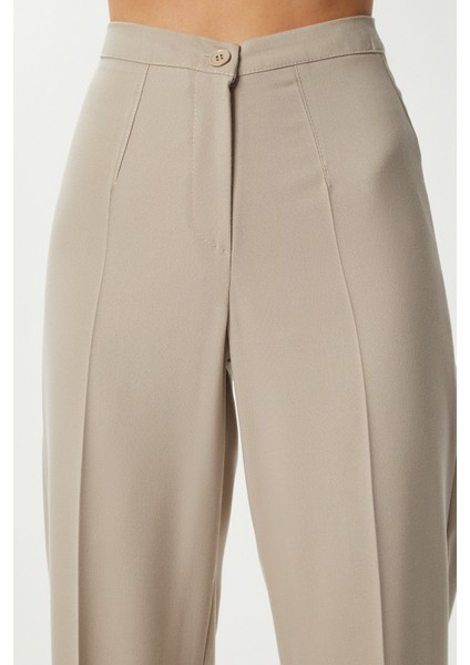 Dikişli Straight Poliviskon Pantolon LGP0023 Bej indirimleri