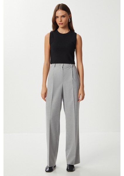 Geniş Pensli Poliviskon Palazzo Pantolon LGP0021 Gri fiyatları
