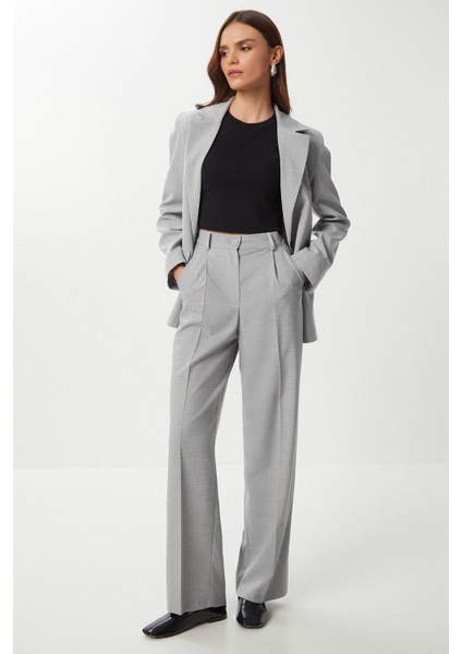 Geniş Pensli Poliviskon Palazzo Pantolon LGP0021 Gri fırsatları