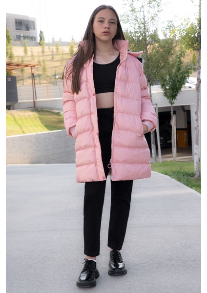 Somon Içi Kürklü Çıtçıtlı Kapüşonlu Kız Çocuk Şişme Mont 21320 fiyatları