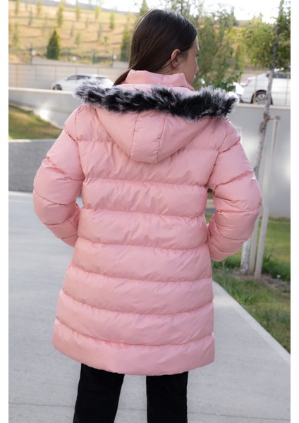 Somon Içi Kürklü Çıtçıtlı Kapüşonlu Kız Çocuk Şişme Mont 21320 indirimleri