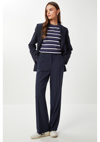 Geniş Pensli Poliviskon Palazzo Pantolon LGP0021 Lacivert modelleri
