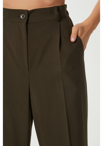 Geniş Pensli Poliviskon Palazzo Pantolon LGP0021 Haki indirimleri