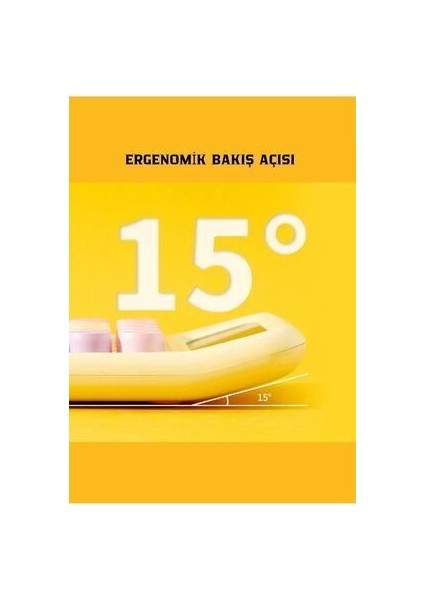 Renkli 12 Hane Mekanik Hesap Makinası Büyük Ekranlı 4 Fonksiyonlu (Sarı)