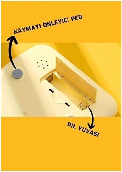 Renkli 12 Hane Mekanik Hesap Makinası Büyük Ekranlı 4 Fonksiyonlu (Sarı)