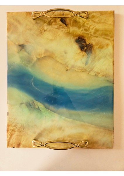 Doğal Mazel Ağacı ve Epoksi Tasarımlı Dekoratif Tepsi