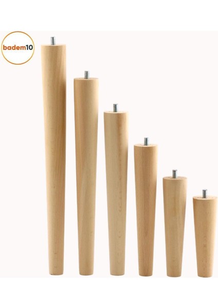 Ahşap Mobilya Koltuk Kanepe Ayağı 12 cm M8 Civatalı Bağlantı Aparatlı 4'lü Set