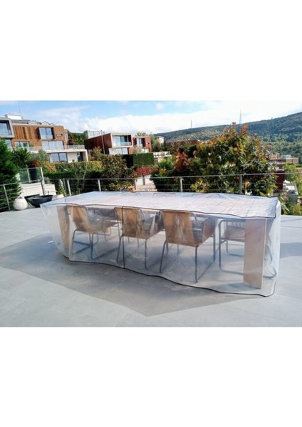 Bahçe Mobilya Koruma Örtüsü UV Katkılı Şeffaf Naylon 300x200x100 cm Kuşgözü ve İpli Bağlama modelleri
