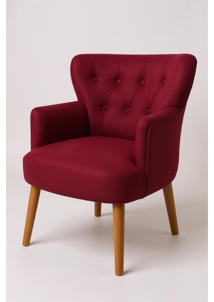 Roma Berjer Modern Tekli Koltuk -Babyface Kumaş - Ahşap Demonte Ayak - Bordo Renk fırsatları