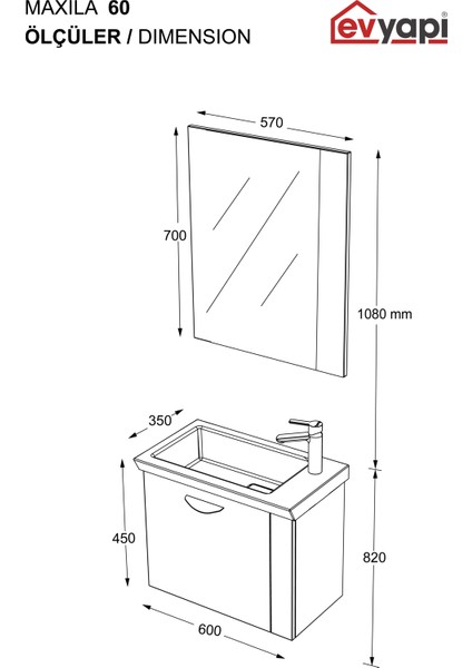 Maxila 60 cm Mat Gri Banyo Dolabı indirimleri