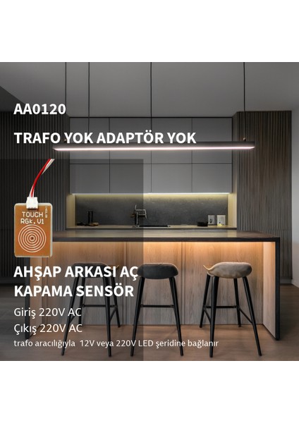 Ahşap-Taş Arkası 220V Dokunmatik Sensör Anahtarı modelleri