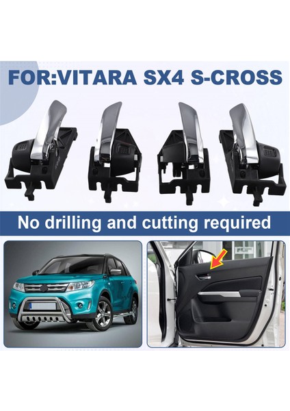4pcs Için Suzuki Vitara Sx4 S-Cross Otomobil Iç Kapı Kolu 83130-61M10 83110-61M10 Siyah (Yurt Dışından) indirimleri