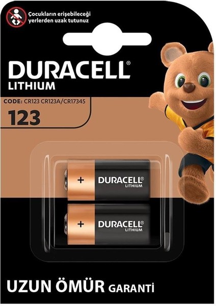 CR123 / CR123A / CR17345 3 Volt Lityum Pil (2'li Paket)