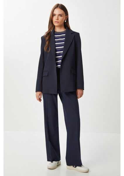 Geniş Pensli Poliviskon Palazzo Pantolon LGP0021 Lacivert fırsatları