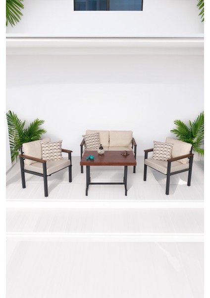 Balkon Mobilyası, Metal Oturma Grubu, Balkon Seti, Kafe Koltuğu, Bekeleme Alanı Koltuğu, 1 + 1 + 2 + M