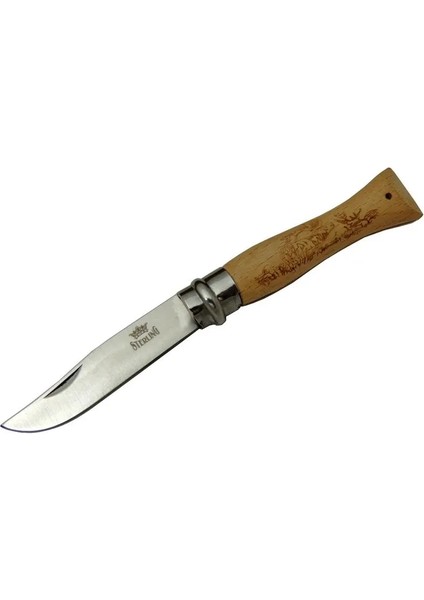 T0195 Bahçe Çakı 16 cm - Ahşap Sap, Bilezikli, Kılıflı