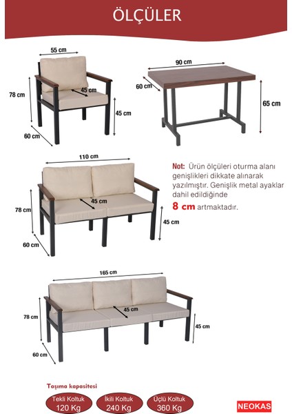 Metal Balkon Seti, Bahçe Takımı, Kafe Koltuğu, Bekleme Alanı Koltuğu, Oturma Grubu 1 + 1 + 2 + 3 + M indirimleri