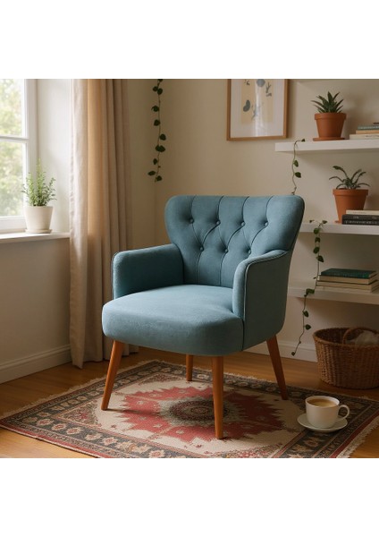 Roma Berjer Modern Tekli Koltuk -Babyface Kumaş - Ahşap Demonte Ayak - Gri Renk