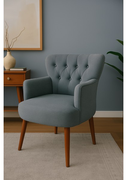 Roma Berjer Modern Tekli Koltuk -Babyface Kumaş - Ahşap Demonte Ayak - Gri Renk modelleri