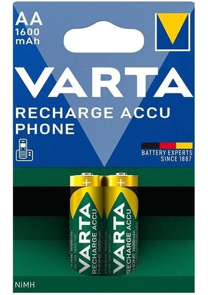 T399 1.2V 1600 Mah Şarjlı Aa Kalem Pil (2'li Paket)