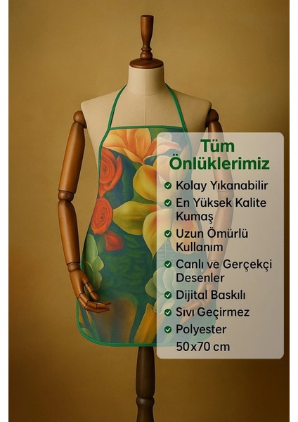 Dijital Baskılı Su Sıvı Geçirmez Leke Tutmaz Mutfak Önlüğü Life fiyatları