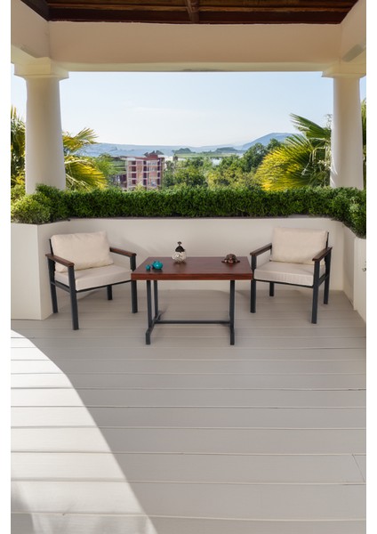 Balkon Mobilyası, Metal Oturma Grubu, Balkon Seti, Kafe Koltuğu, Teras Takımı, 2 Tekli Koltuk + 1 Adet Masa