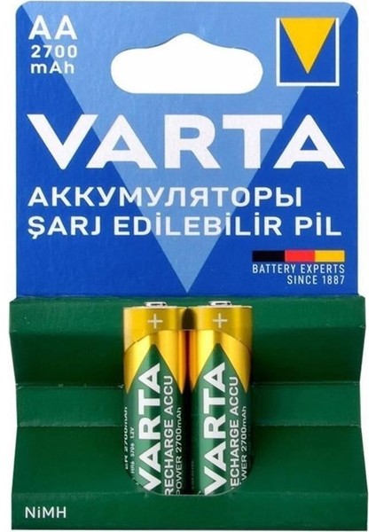 Ni-Mh 1.2V 2700 Mah Hr6 Şarj Edilebilir Şarjlı Aa Kalem Pil (2'li Paket)