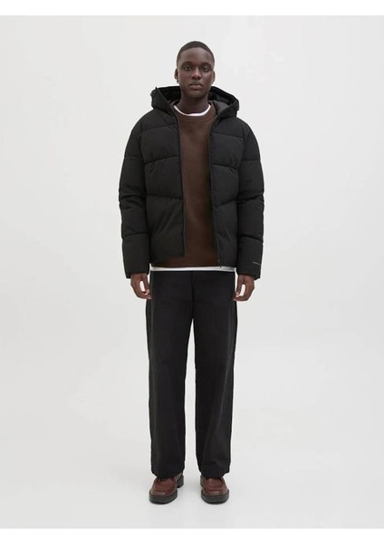 Jack&jones 12283517 Jjglobal Puffer Jacket Black Erkek Mont modelleri