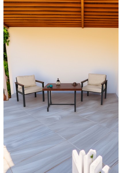Balkon Mobilyası, Metal Oturma Grubu, Balkon Seti, Kafe Koltuğu, Teras Takımı, 2 Tekli Koltuk + 1 Adet Masa