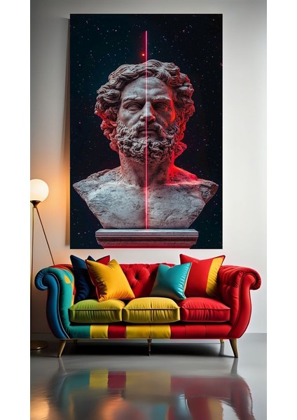 Neon Tonlarda Heykel V11 Ev Duvar Salon Güzellik Salonu Ofis Dükkan Dekarasyon Kanvas Tablo