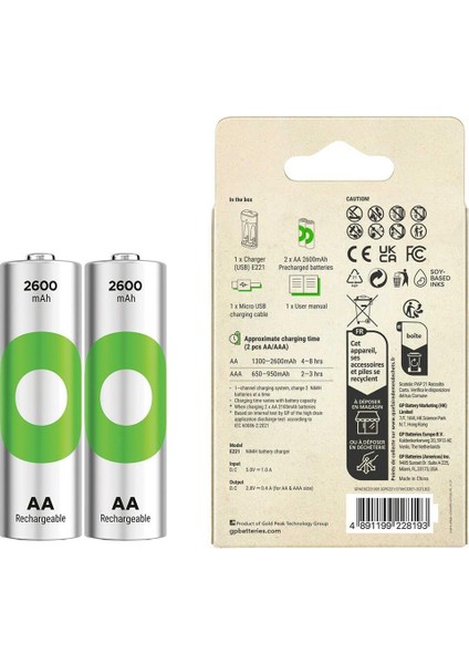 Recyko E221 2*2600 Mah R6 Aa Pilli Şarj Cihazı (GP-E221/270AHCER21-2GTLB2) modelleri