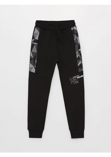 Lcw Kidssiyah Beli Lastikli Baskılı Erkek Çocuk Jogger Eşofman Altı