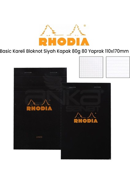 Basic Kareli Bloknot Siyah Kapak 80G 80 Yaprak 110X170MM