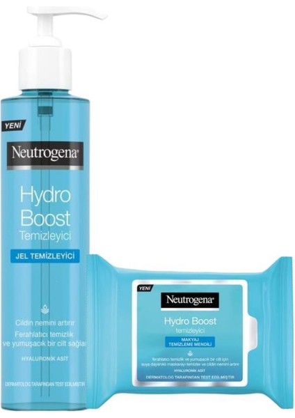 Hydro Boost Water Jel Yüz Temizleyici 200ML+NEUTROGENA Hydro Boost Makyaj Temizleme Mendili