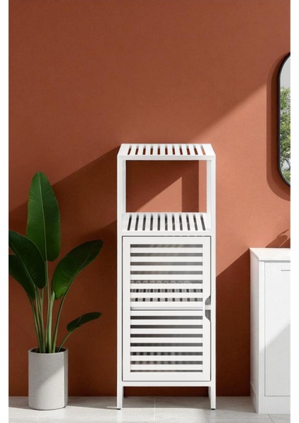 Bambu Beyaz Lake 1 Kapaklı 2 Raflı Banyo Düzenleyici Organizer Dik Dolap DB-0044 modelleri