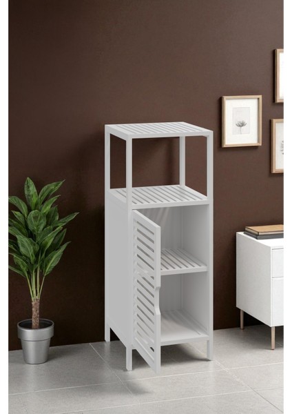 Bambu Beyaz Lake 1 Kapaklı 2 Raflı Banyo Düzenleyici Organizer Dik Dolap DB-0044 fırsatları