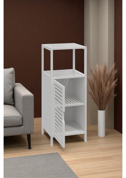 Bambu Beyaz Lake 1 Kapaklı 2 Raflı Banyo Düzenleyici Organizer Dik Dolap DB-0044 indirimleri