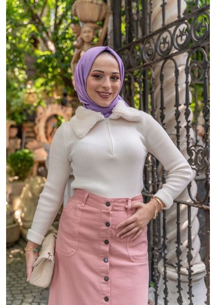 Boydan Düğmeli Gabardin Etek Pudra fırsatları