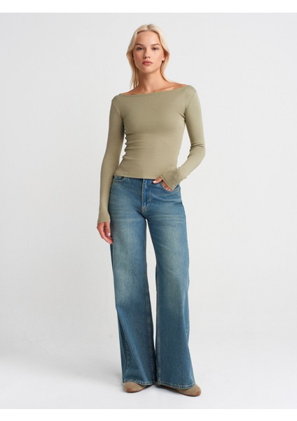 31332 Kayık Yaka Uzun Kollu Top-Çağla fırsatları