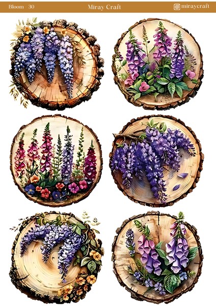 1 Adet Açan Çiçekler Temalı Sticker – 12X17 cm Scrapbook, Bullet Journal, Planlayıcı Için