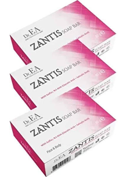 Zantis 3'lü Sabun Kükürt, Salisilik Asit Glikolik Asit , Sabunu 80GR. Sabun 3'lü Paket